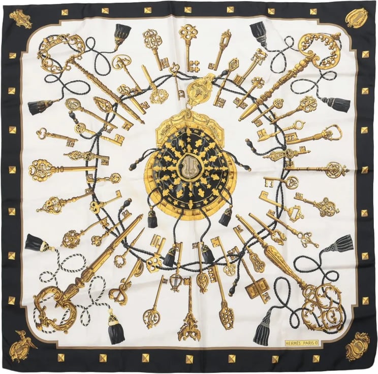 Hermès Hermès Carré 90 "LES CLES" Silk handkerchief in Black