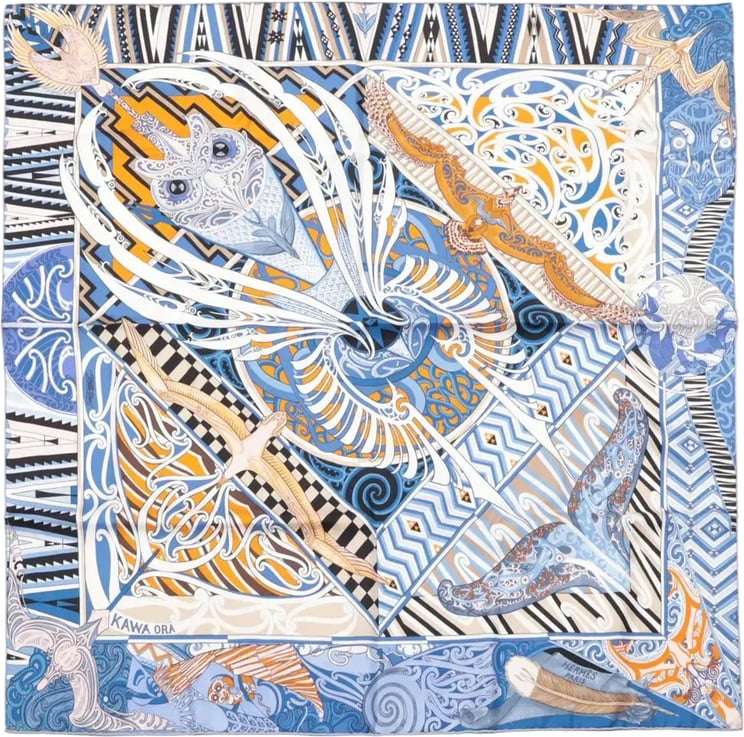 Hermès Hermès Carré 90 "Kawaora" Silk handkerchief in Blue