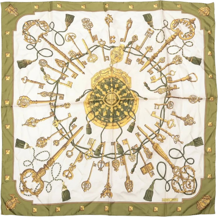 Hermès Hermès Carré 90 "LES CLES" Silk handkerchief in Green