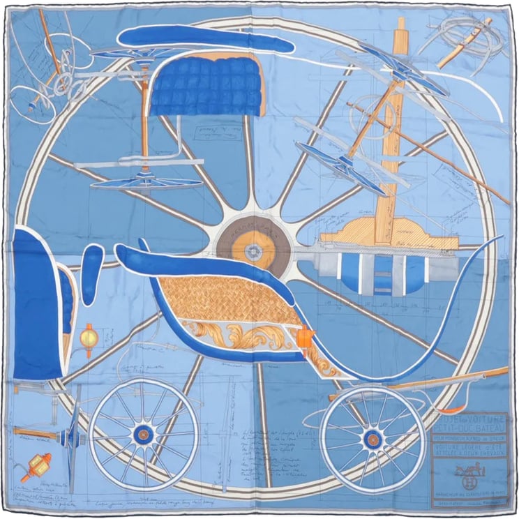 Hermès Hermès Carré 90 "Projet De Voiture" Silk handkerchief in Blue