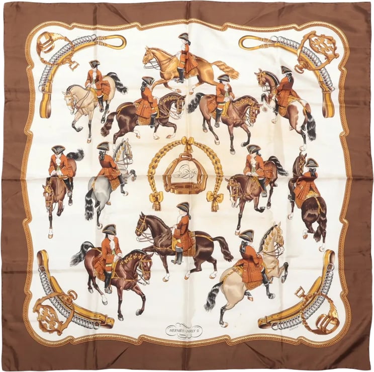 Hermès Hermès Carré 90 "REPRISE" Silk handkerchief in Brown