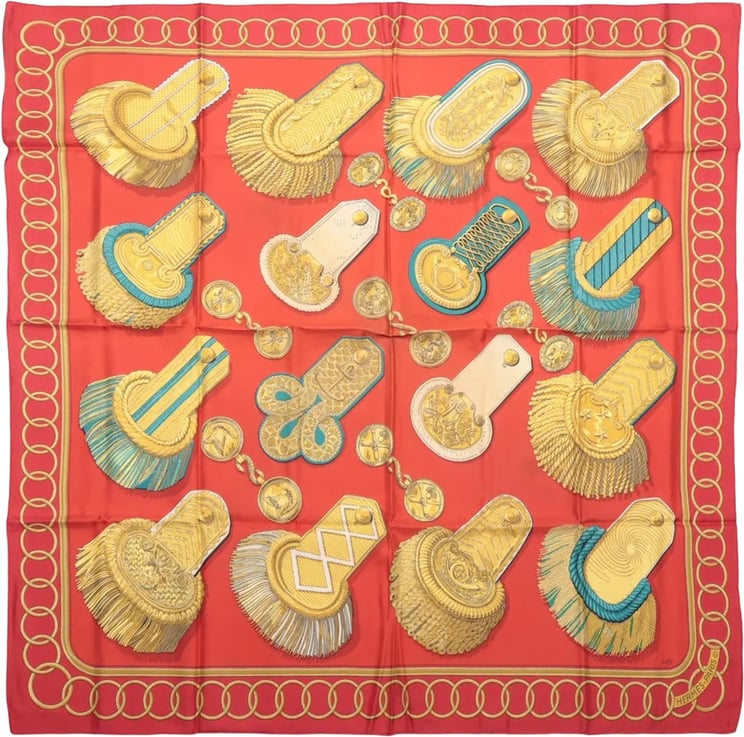 Hermès Hermès Carré 90 "Epaulettes" Silk handkerchief in Red