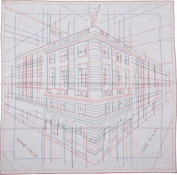 Hermès Hermès Carré Géant "PIQUE SELLIER" Cashmere & Silk Scarf in Gray