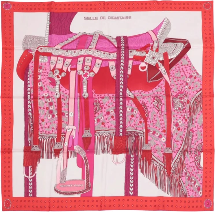 Hermès Hermès Carré 90 "SELLE DE DIGNITAIRE" Silk handkerchief in Pink