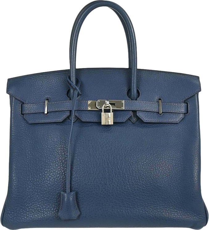 Hermès Hermes Birkin Handbag Blue Togo with Palladium Hardware 35