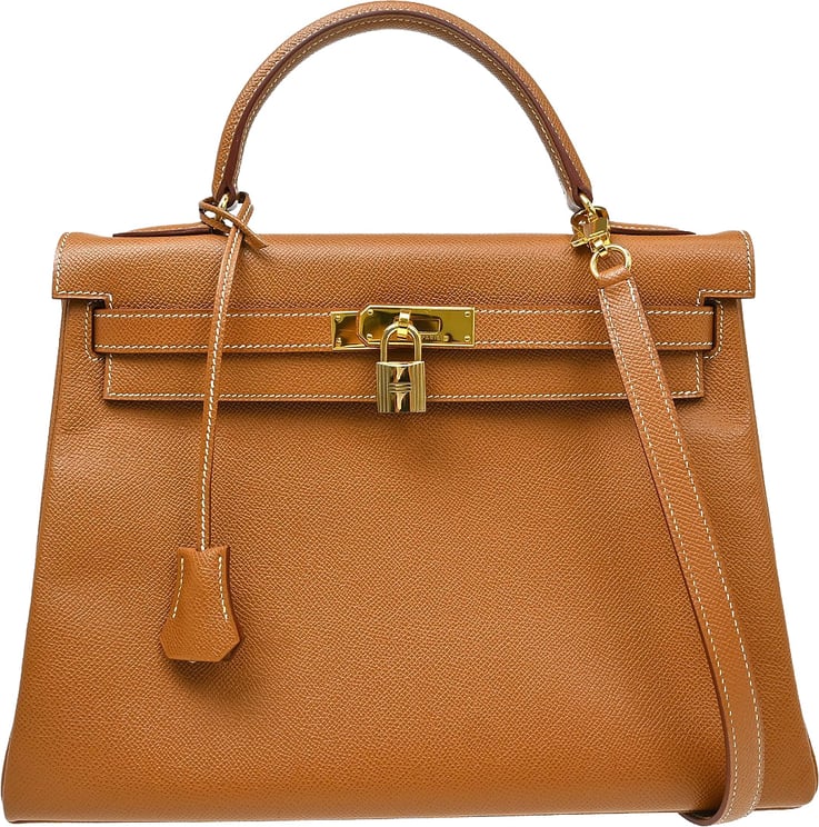 Hermès Hermes Kelly Brown Courchevel with Gold Hardware 32