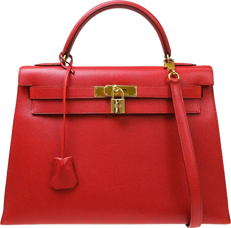 Hermès Hermes Kelly Red Courchevel with Gold Hardware 32