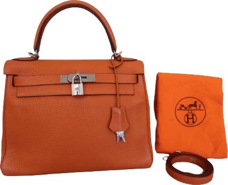 Hermès Hermes Kelly Handbag Orange Clemence with Palladium Hardware 28