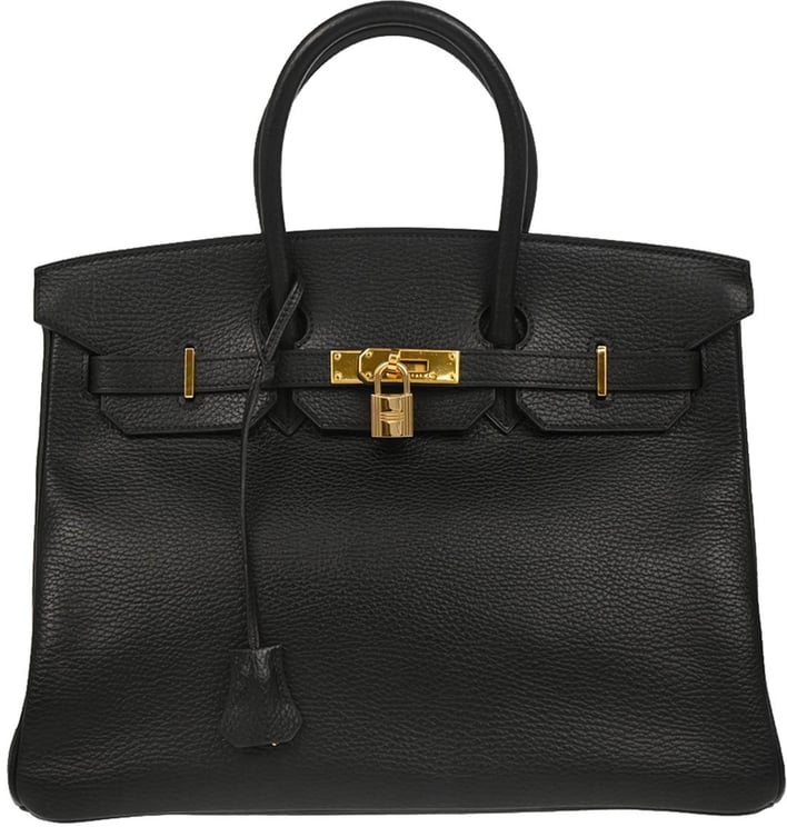 Hermès Hermes Birkin Handbag Black Ardennes with Gold Hardware 35