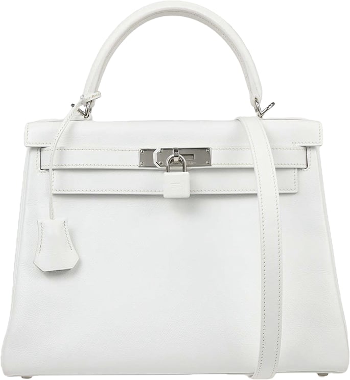 Hermès Hermes Kelly Handbag White Epsom with Palladium Hardware 28