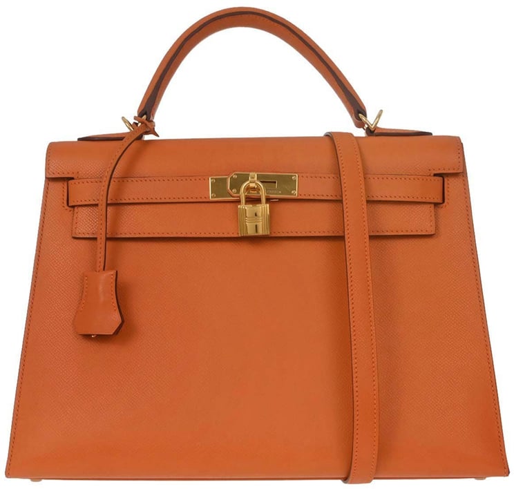 Hermès Hermes Kelly Handbag Orange Epsom with Gold Hardware 32