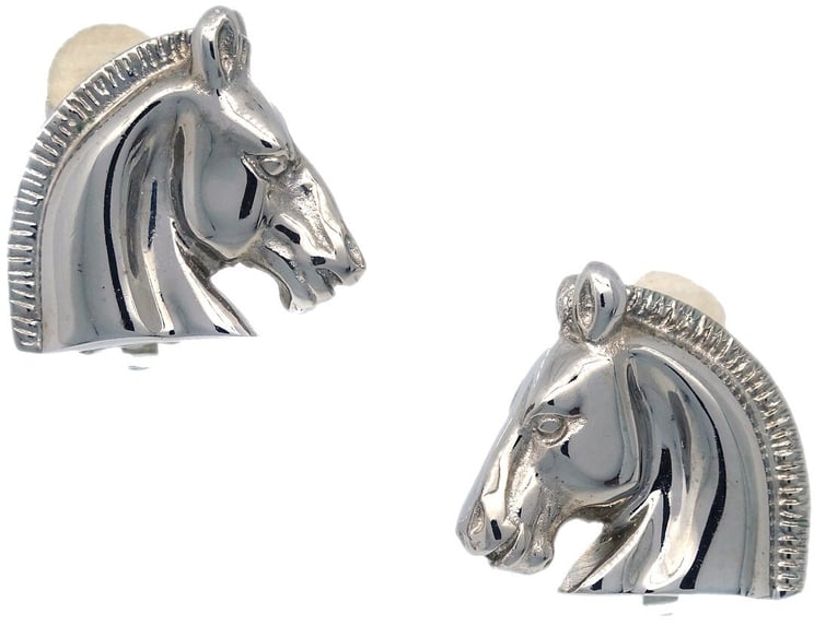 Hermès Hermes Horse Head Clip-On Earrings Metal