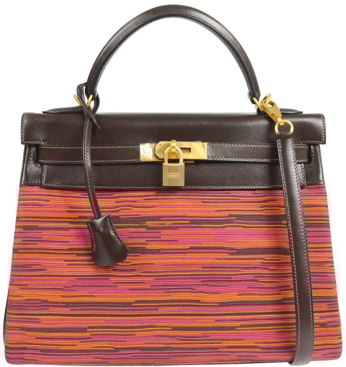 Hermès Hermes Kelly Handbag Vibrato and Box Calf with Gold Hardware 32