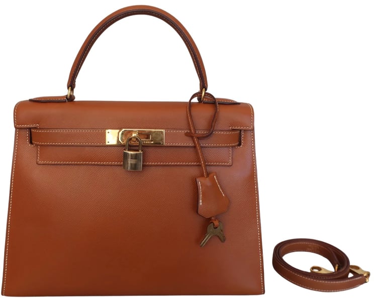 Hermès Hermes Kelly Handbag Brown Courchevel with Gold Hardware 28