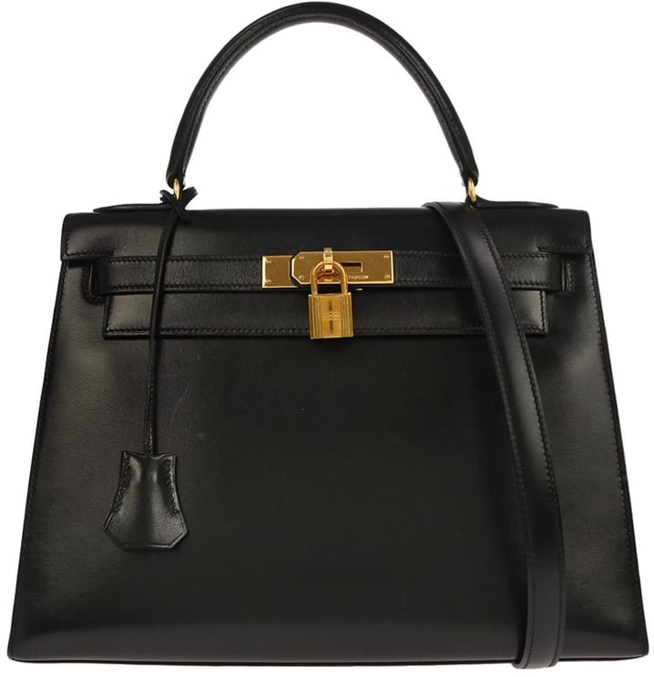 Hermès Hermes Kelly Handbag Black Box Calf with Gold Hardware 28