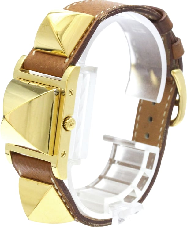 Hermès Hermes Medor Quartz Plated Metal and Leather 23
