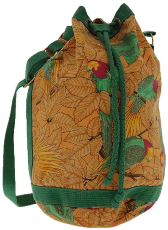 Hermès Hermes Vintage Drawstring Bucket Shoulder Bag Printed Canvas Medium