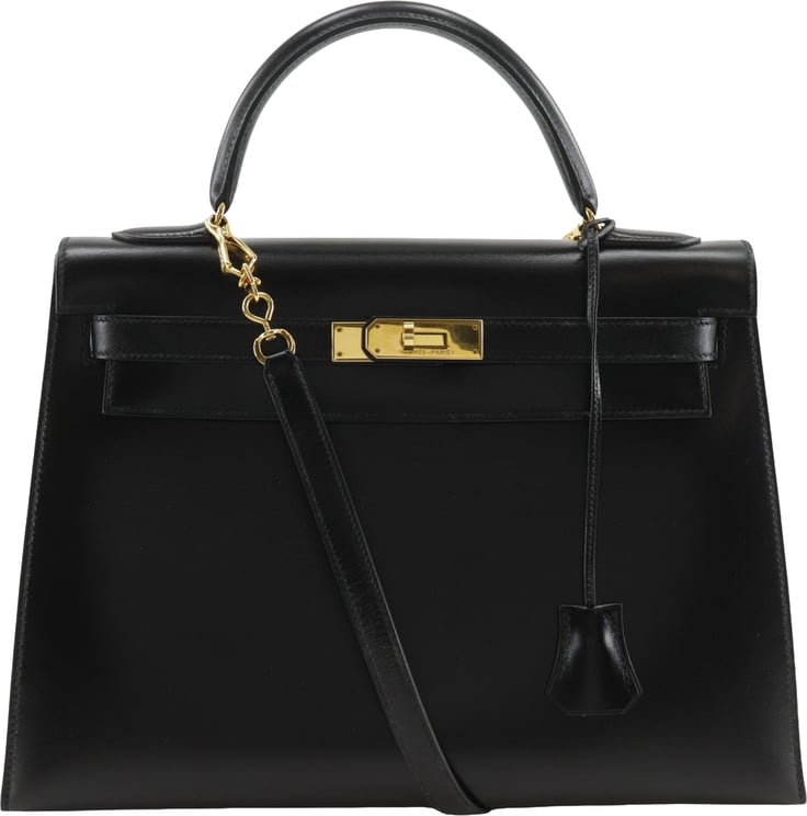 Hermès Hermes Kelly Handbag Black Box Calf with Gold Hardware 32
