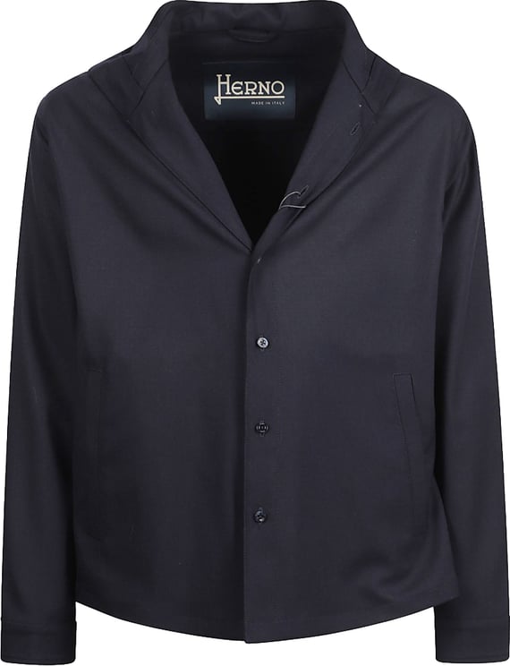 Herno Fluid Wool Blend Gabardine Shirt Jacket With Hood