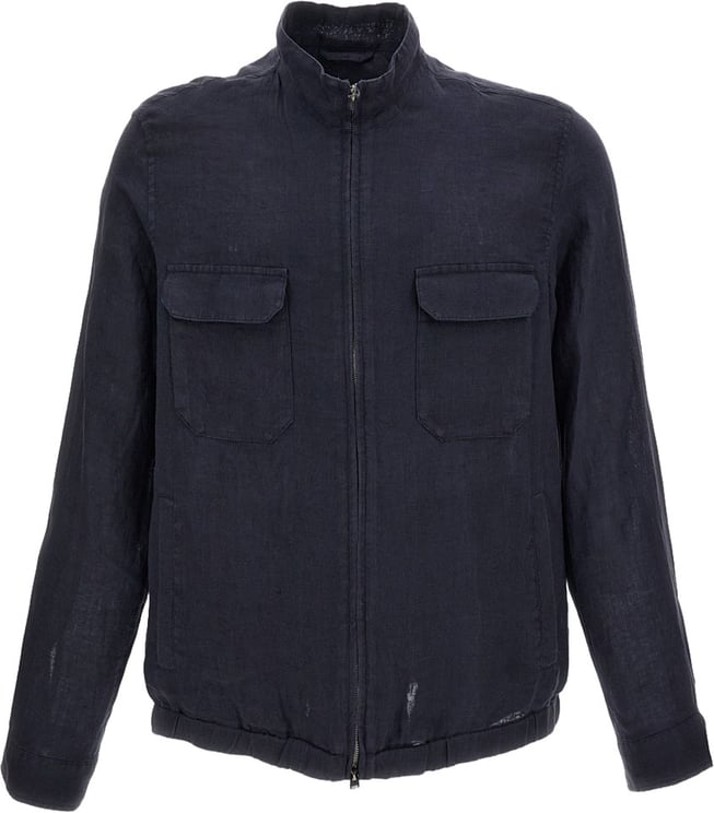 Herno Blue 'Sahariana Crafted' Linen Jacket