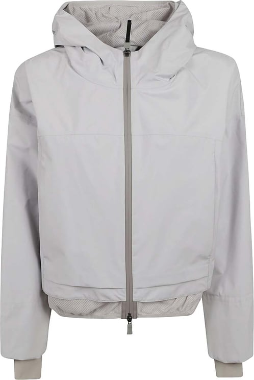 Herno Cropped Hooded Coat With Mesh Detailing