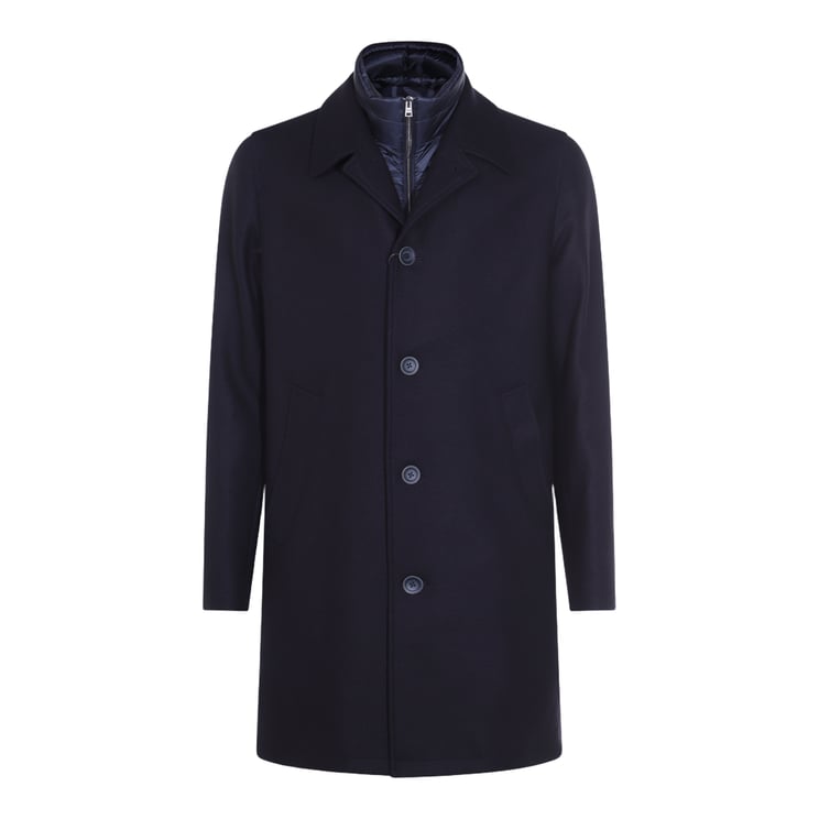 Herno Sleek Tailored Coat with Hidden Zip Layer