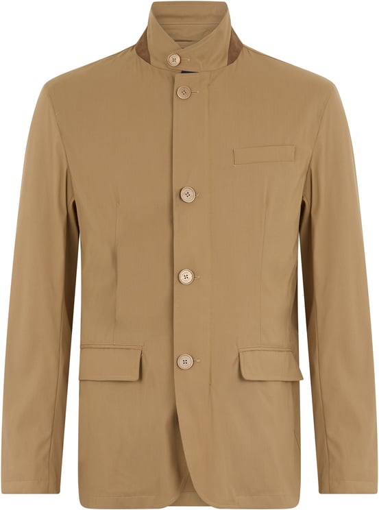Herno Light sand jacket with raised collar
