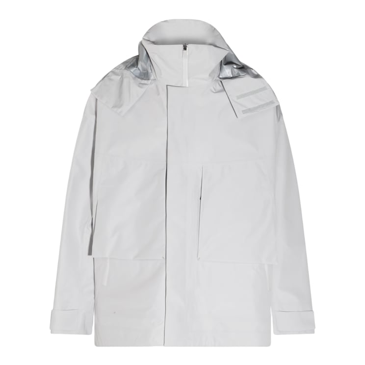 Herno Light-Colored Minimalist Jacket With High Collar And Zipper Closure