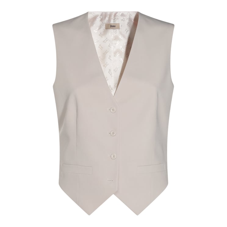 Herno Tailored Sleeveless Vest with V-Neckline and Patterned Back