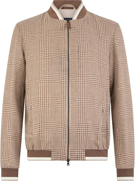 Herno Beige jacket with zip and checkered pattern