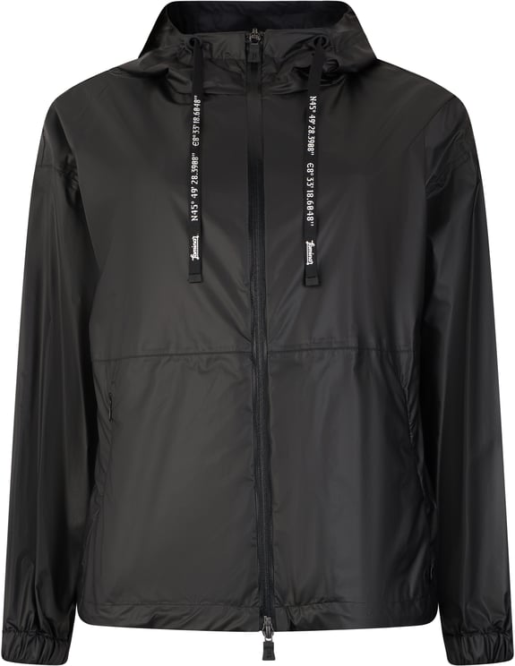 Herno Black windbreaker with hood, casual and versatile design