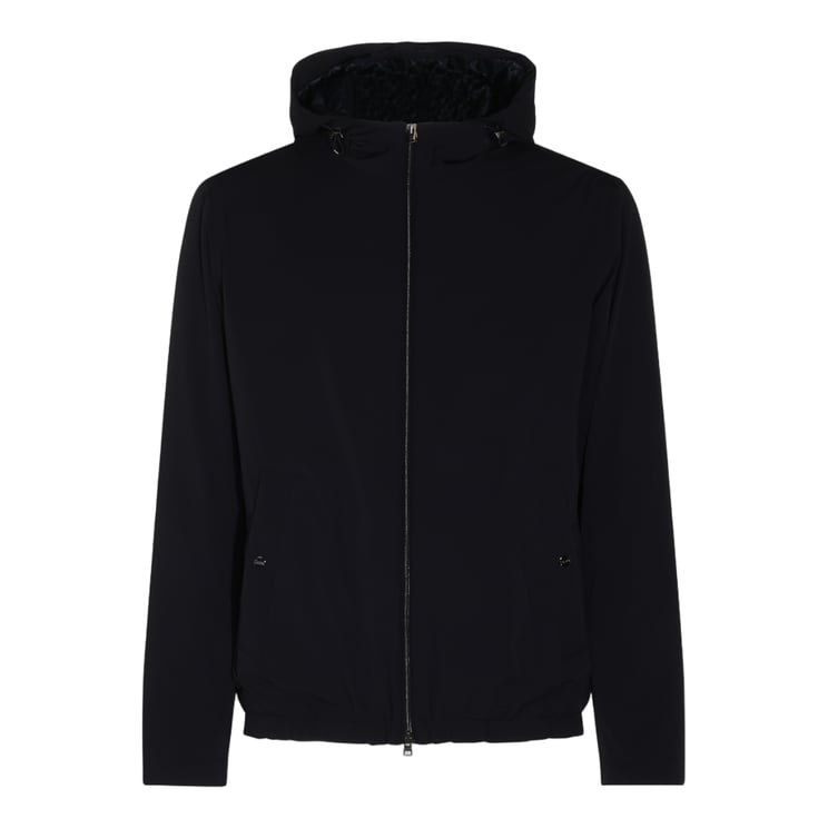 Herno Solid Black Jacket with Adjustable Drawstrings