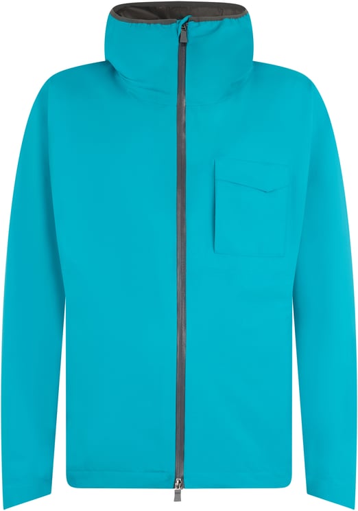 Herno Light turquoise jacket with hood and zipper