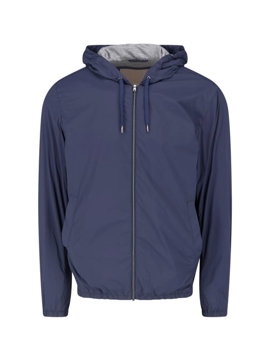 Herno Blue Technical Fabric Drawstring Jacket