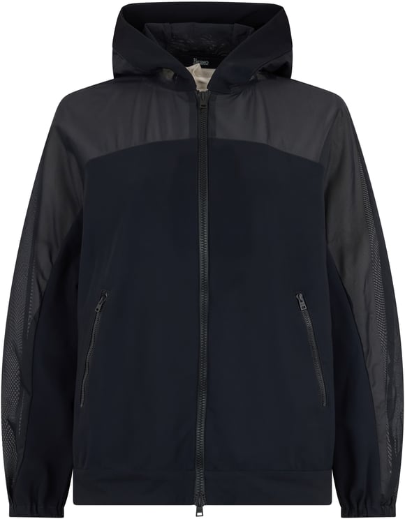 Herno Blue jacket with hoodie of versatile design