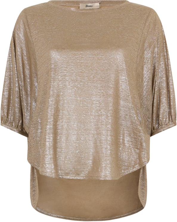 Herno Loose beige blouse with kimono sleeves