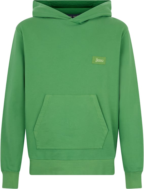 Herno Bright green sweatshirt with hood