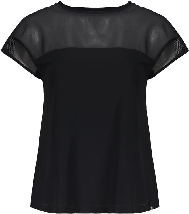 Herno Elegant black top with short sleeves and transparent