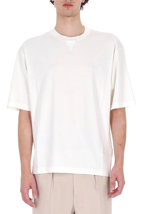 Herno White Knit-Effect Cotton T-Shirt
