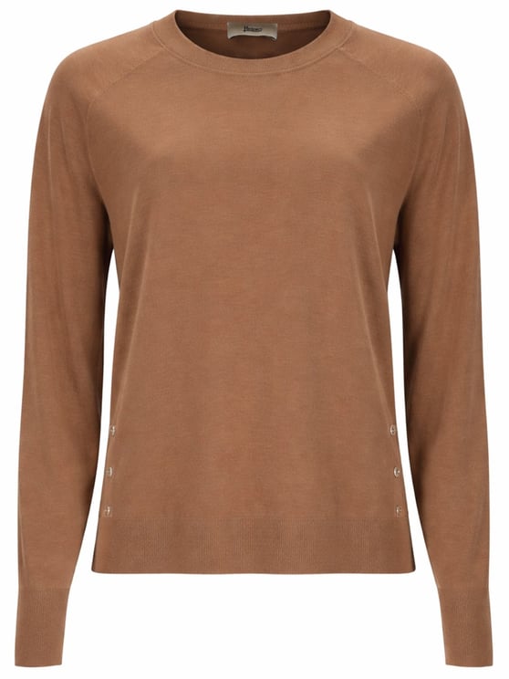 Herno Raglan Sleeves Lyocell-Cotton Ribbed Sweater