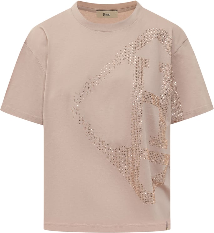 Herno T-shirt con Strass e Stampa Frontale
