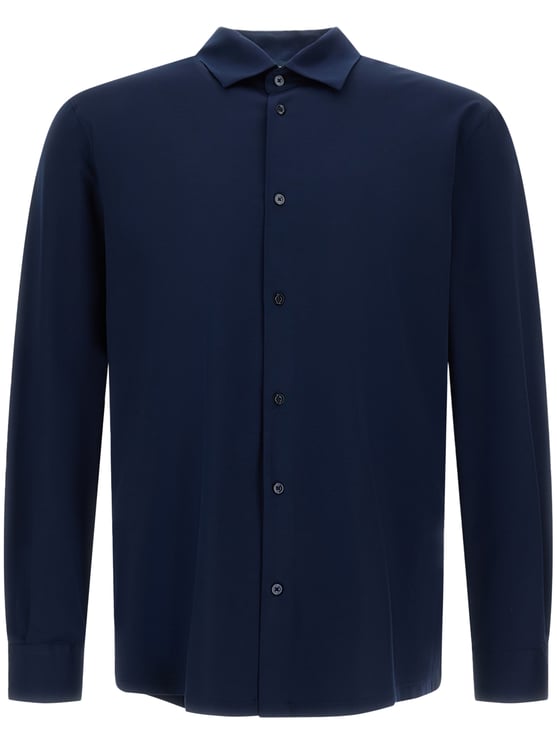 Herno Long-Sleeve Casual Shirt with Classic Collar and Button-Down Front