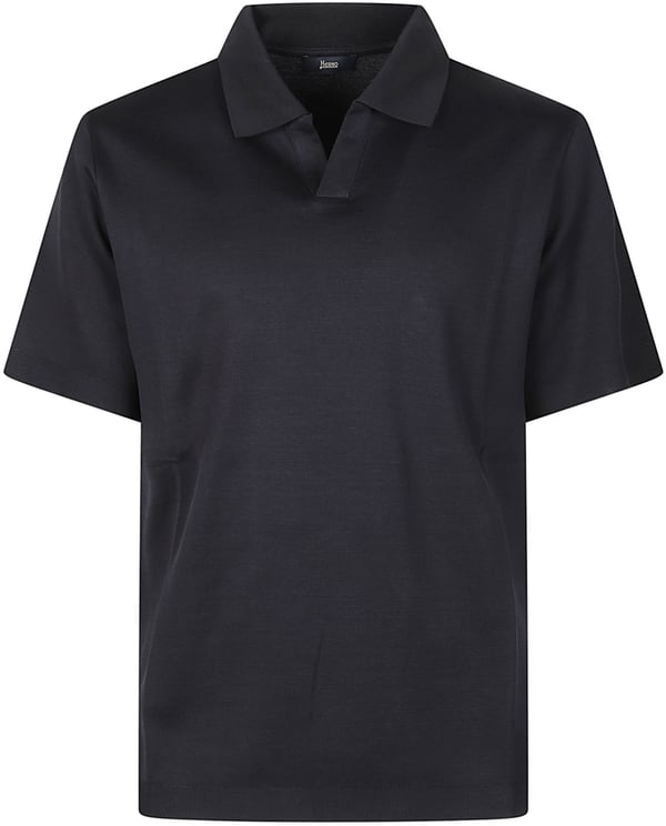 Herno Short Sleeve Polo Shirt Blue