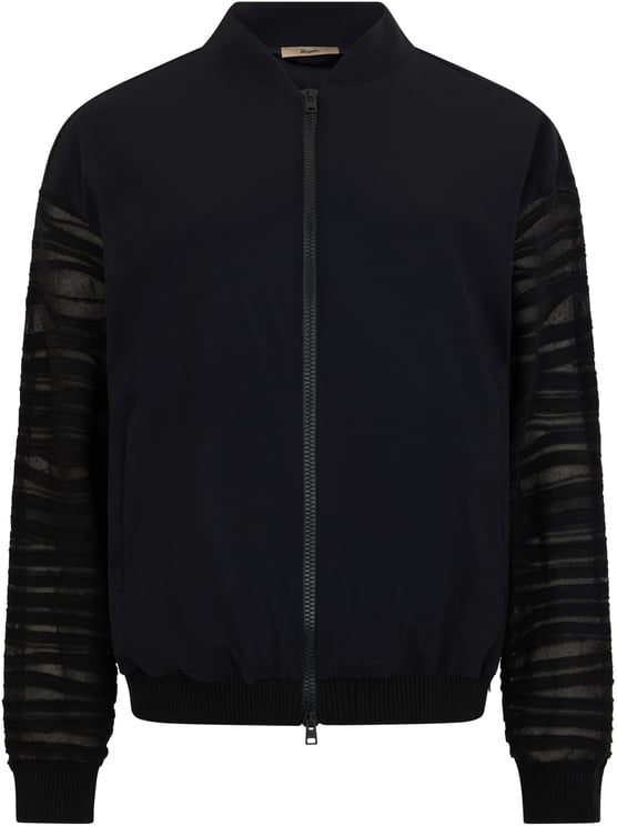 Herno Black bomber with knitted sleeves
