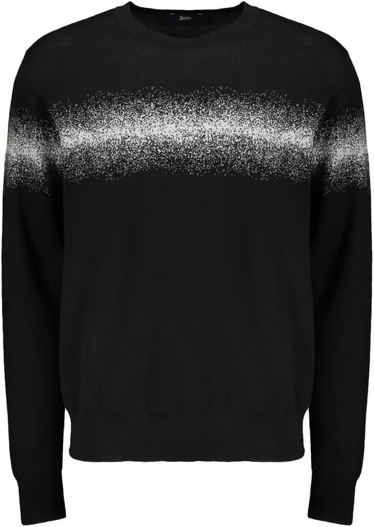 Herno Elegant black pullover with faded gradient pattern