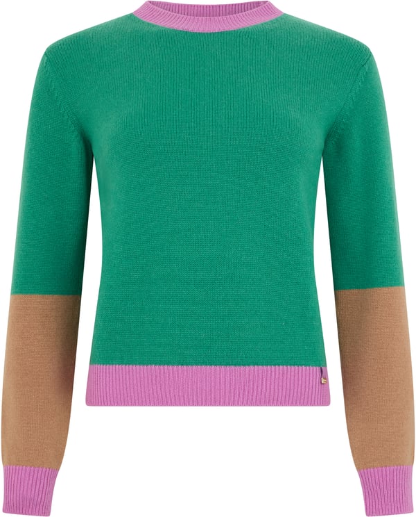 Herno Green cashmere sweater with colorful details