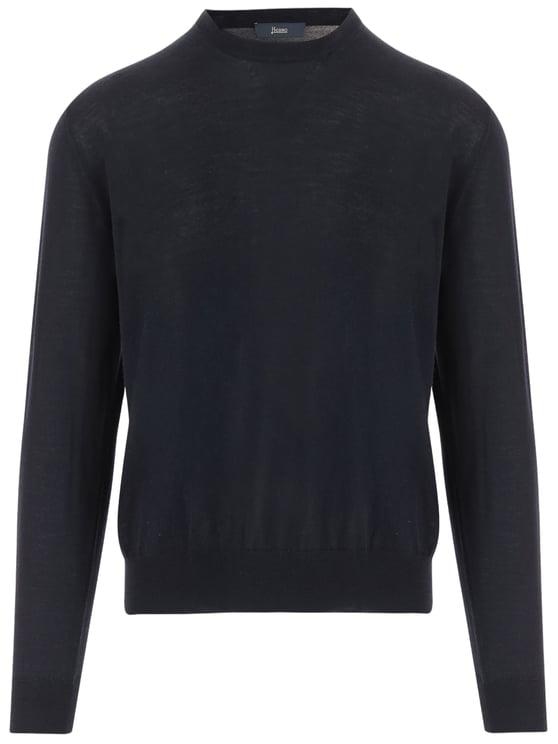 Herno Dark Navy Wool-Silk Blend Sweater