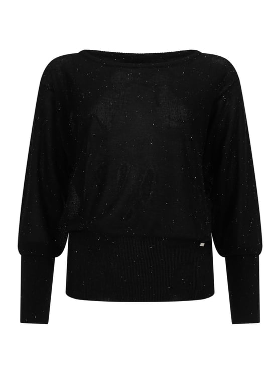 Herno Black Sequin Metallic Ribbed Cuffs Shirt