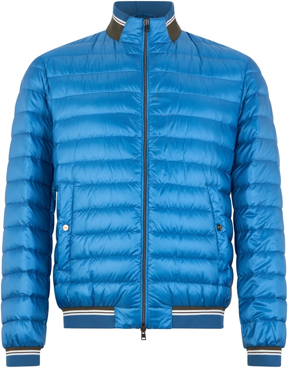 Herno Blue padded jacket with zip and collar