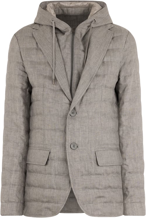 Herno Elegant mud-colored jacket with hood, refined style